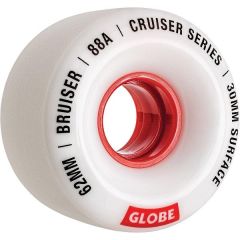 גלגלי סקייטבורד Globe Bruiser Cruiser Wheels White/Red 62mm