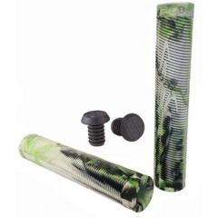 Grit Handlebar Grips 160mm Black / White / Green Fluro