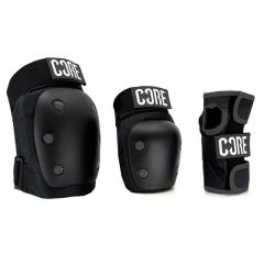 סט מגן משולש CORE Protection – שחור (ברכיים / מרפקים / פרקי יד)