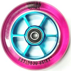 גלגל ליבת מתכת לקורקינט פעלולים CRISP 100mm Alloy Core Wheel Translucent Pink/Blue